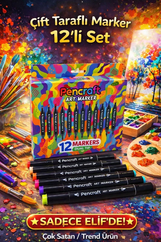 PENCRAFT 12 RENK ÇİFT TARAFLI MARKER KALEM SETİ