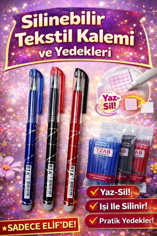 SİLİNEBİLİR TEKSTİL KALEMİ / 36LI KARIŞIK PAKET