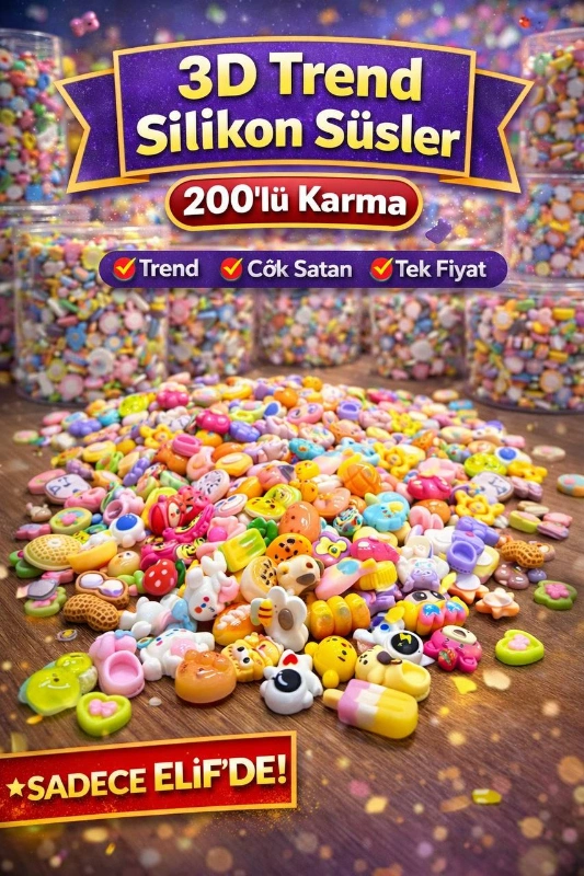 3D TREND TELEFON MATARA SÜSLERİ / 200LÜ KAVANOZ
