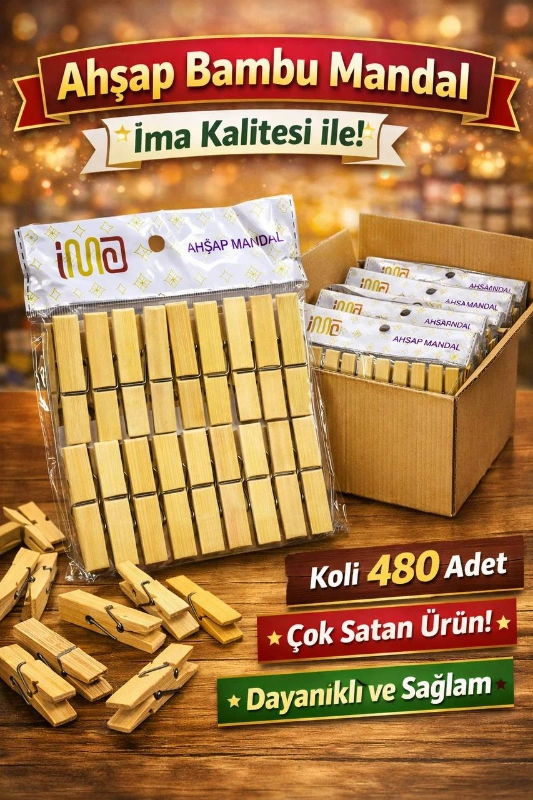 BAMBU AHŞAP MANDAL / 24LÜ PAKET