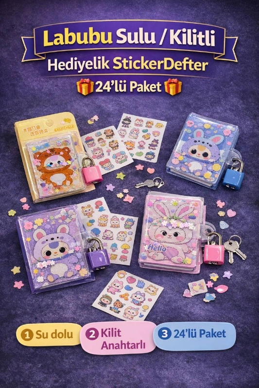 LABUBU SULU KİLİTLİ DEFTER / 24LÜ STANT
