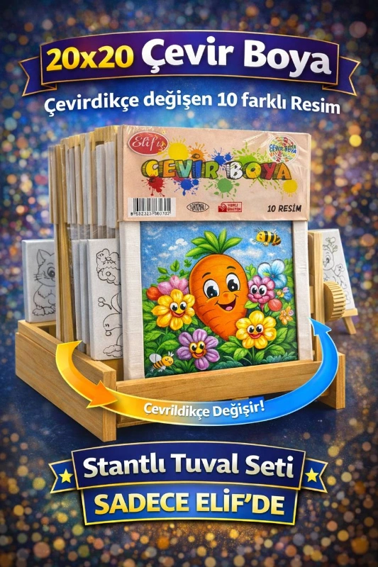 20 X 20 ÇEVİR BOYA TUVAL SETİ 10 RESİMLİ / 12Lİ PAKET