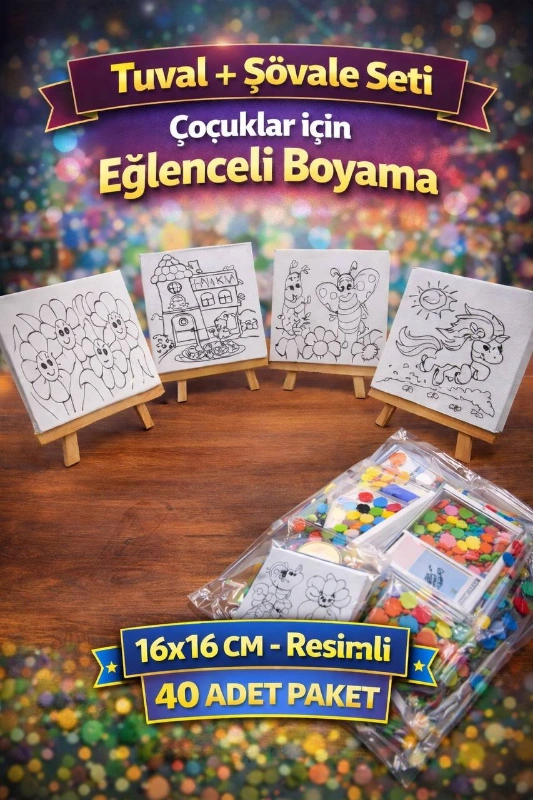 16 X 16 ŞÖVALELİ TUVAL SETİ / 12Lİ PAKET