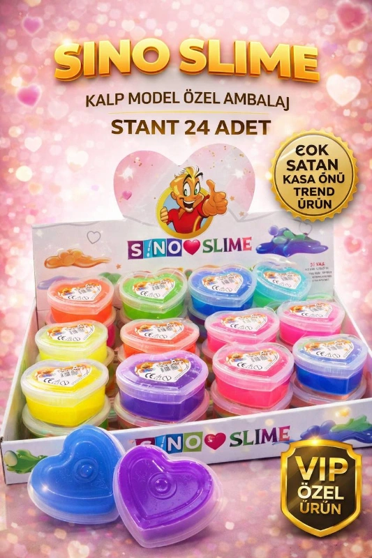 SİNO SLİME LÜKS KALPLİ KUTUDA / 24LÜ STANT