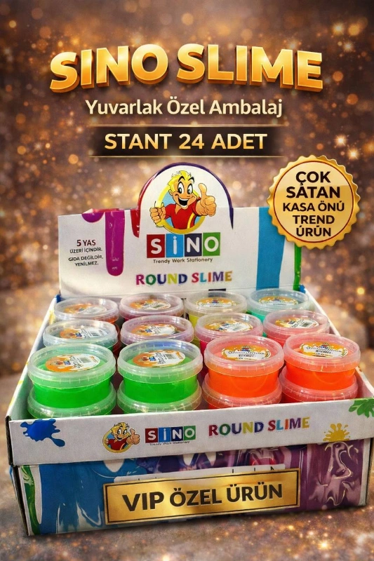 SİNO SLİME LÜKS YUVARLAK KUTUDA / 24LÜ STANT