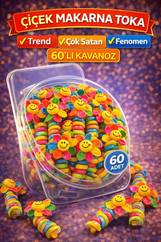 ÇİÇEK MAKARNA TOKA TREND ÜRÜN / 60LI KAVANOZ