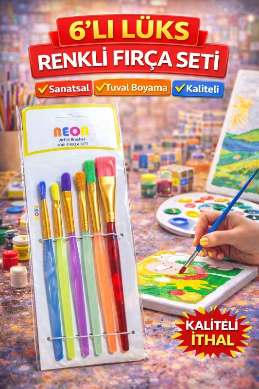 6LI RENKLİ FIRÇA SETİ / 12Lİ PAKET