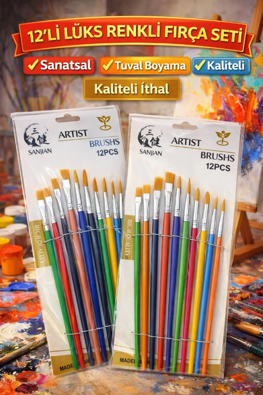 12Lİ RENKLİ FIRÇA SETİ SANATSAL