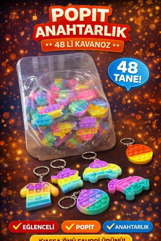 POPİT ANAHTARLIK RENKLİ MODEL / 48Lİ KAVANOZ