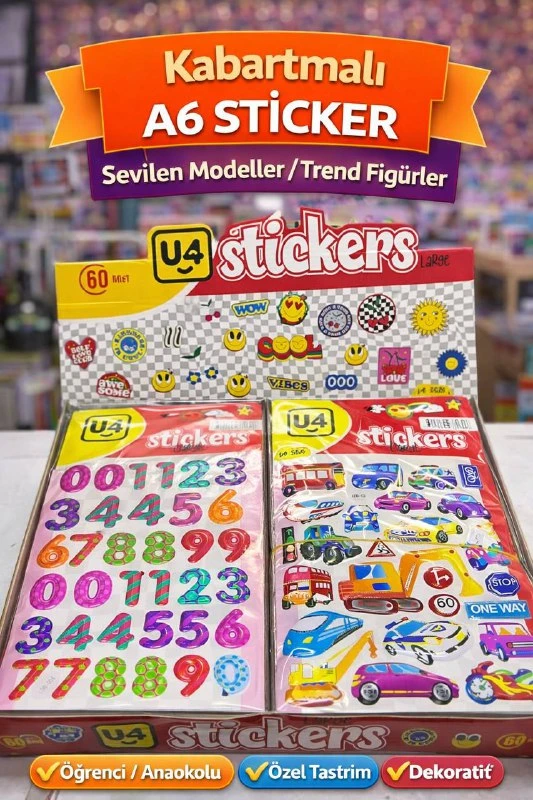 A6 BÜYÜK KABARTMA STİCKER / 60LI STANT