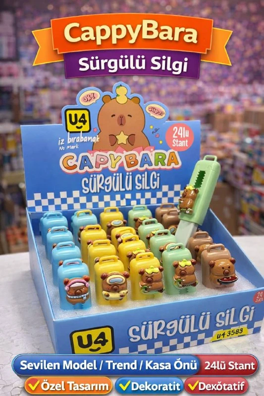 CAPPYBARA SÜRGÜLÜ TREND SİLGİ / 24LÜ STANT