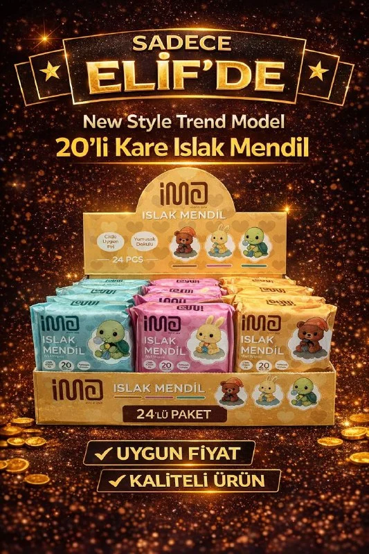 İMA KARE 20Lİ ISLAK MENDİL / 24LÜ STANT