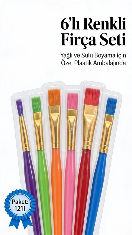 RENKLİ 6LI FIRÇA SETİ BLİSTER AMBALAJDA / 12Lİ PAKET