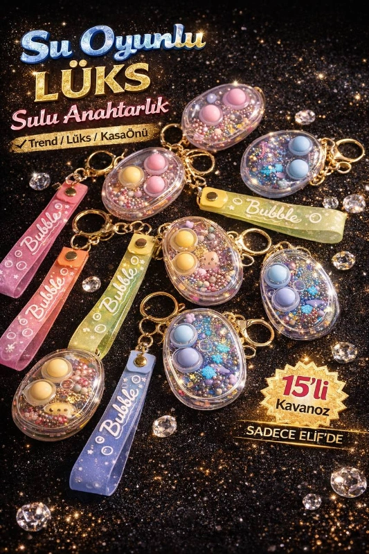 BÜYÜK SU OYUNLU SULU ANAHTARLIK / 15Lİ KAVANOZ