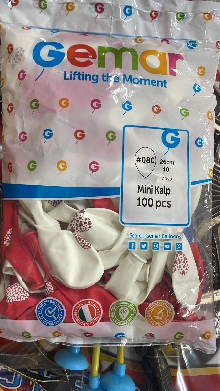 Üzeri  Mini Kalp Baskılı Özel Balon 100lü  Paket