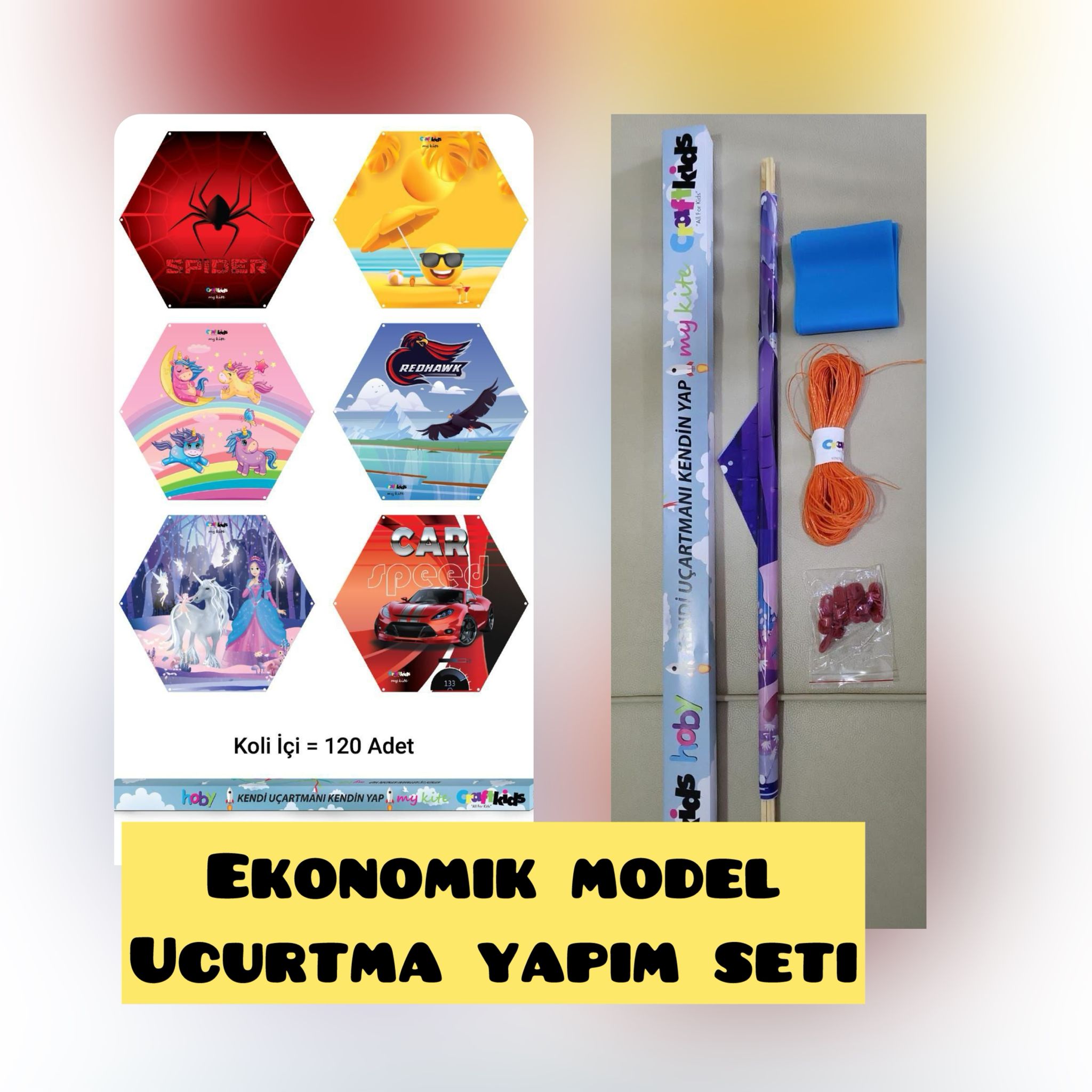 UÇURTMA YAPIM KİTİ / KENDİN YAP ( 120Lİ KOLİ )