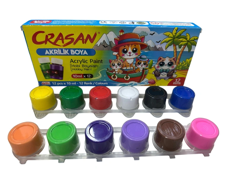 Adet: 45 ₺ / CRASAN 12Renk Akrilik Boya / 12li Paket