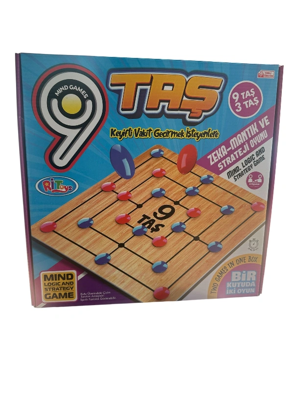 9 Taş 3 Taş Oyunu Ahşap
