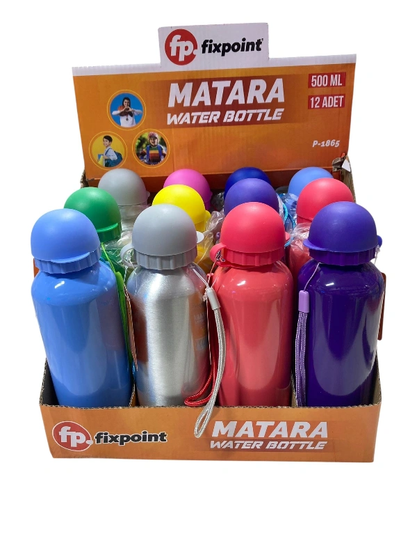 P- 1865 ALİMİNYUM PİPETLİ MATARA 500ML   / 12Lİ STANT