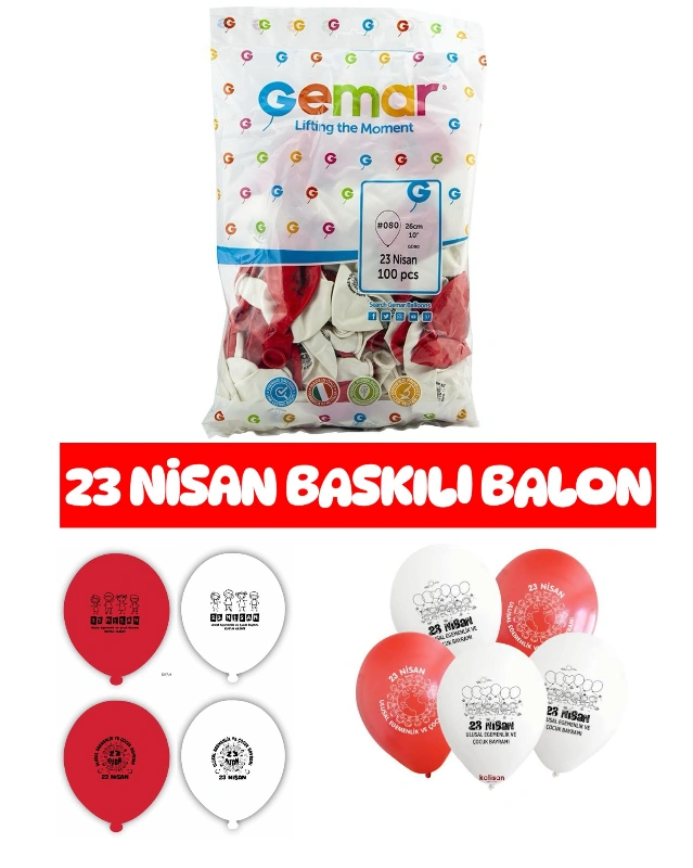 Adet: 2,5 ₺ / 23 Nisan Balon / 100lü Paket