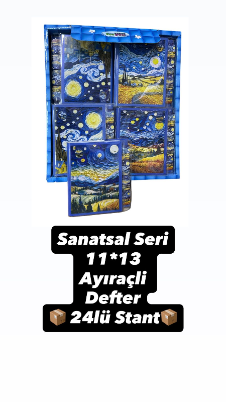 11*13 SANATSAL SERİ İTHAL BÖLMELİ AYIRAÇLI DEFTER / Paket 24Lü