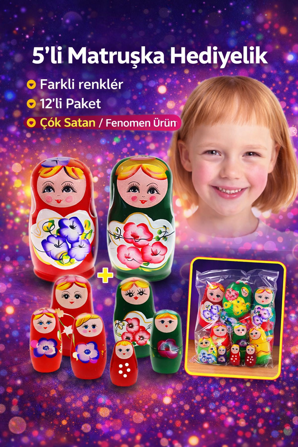 5li MATRUŞKA BEBEKLER HEDİYELİK / 12li Paket