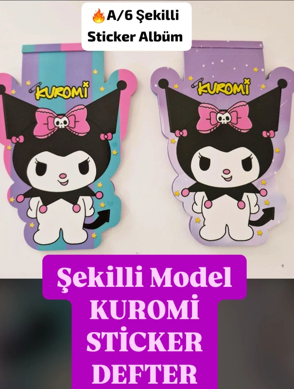 Adet: 37,50₺ / Şekilli Tasarım Kuromi Sticker Defter / 24lü Paket