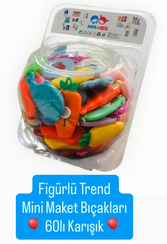 FİGÜRLÜ MAKET BIÇAKLARI MİNİ FALÇATA  / 60LI KAVANOZ