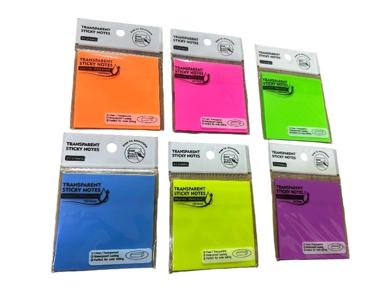 Şeffaf Postit Neon Renkler / 24lü Karışık Paket