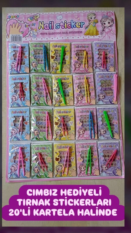 Adet: 13,5 ₺ / Tırnak Sticker Cımbızlı Set / 20li Paket