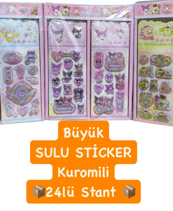 Adet: 32,5  ₺ /  Büyük Kuromi Sulu Sticker / 24lü Paket