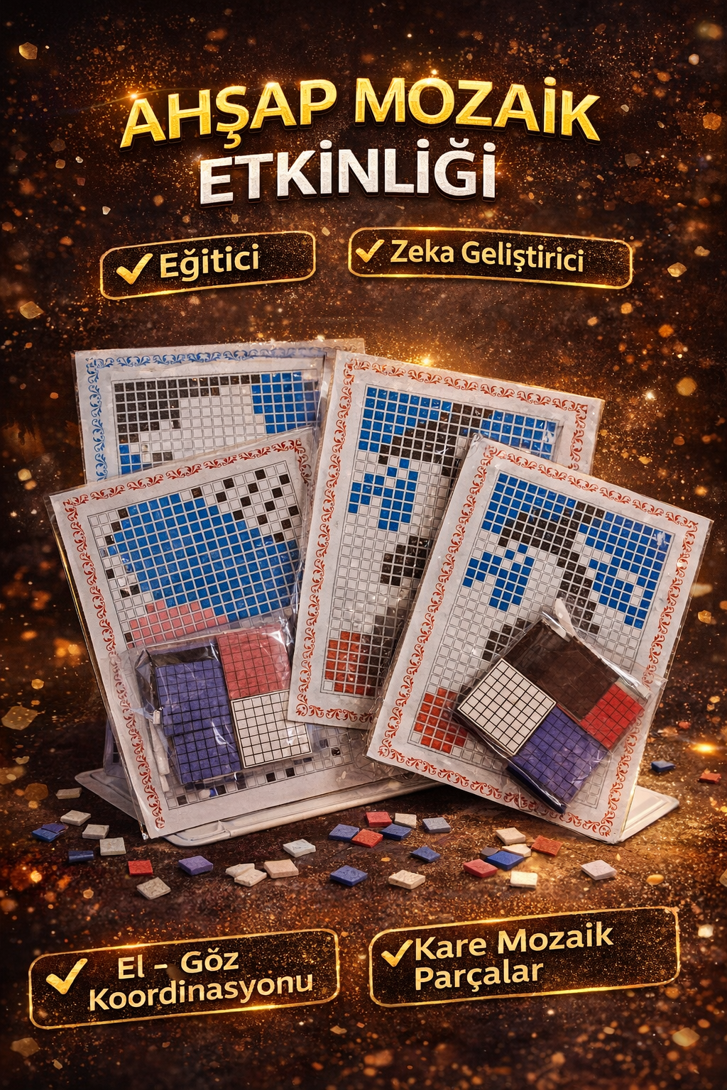 AHŞAP MOZAIK SETI / 12li Paket