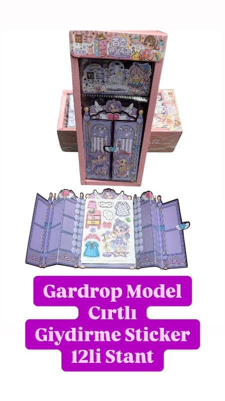 Gardrop Kıyafet Cırtlı Giydirme Sticker / 12li Stant