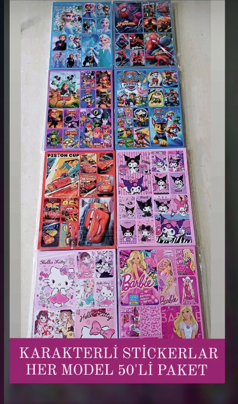 Sticker Karakterli Modelleri / 50li Paket