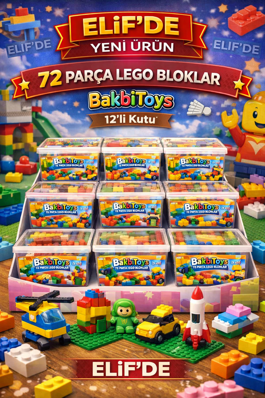 72 Parça Lego Bloklar / 12li Kutu