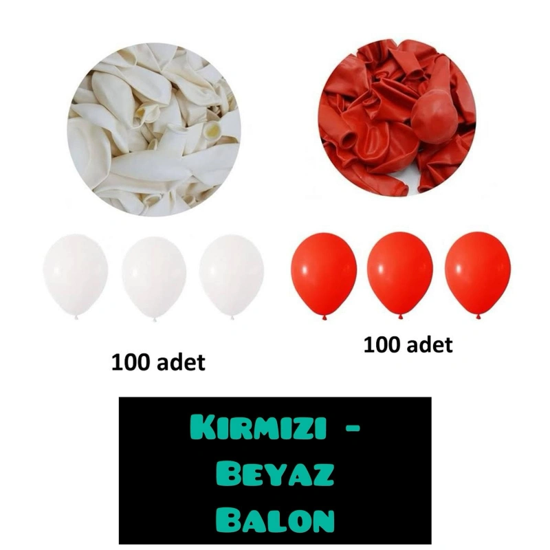 Kırmızı Balon - Beyaz Balon 100lü Paket