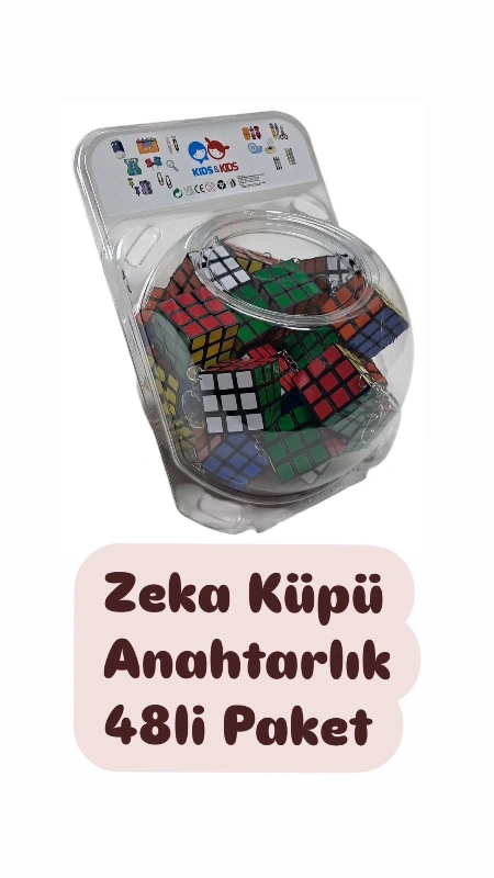 Özel Kavanoz Kasa Önü Zeka Küpü Anahtarlık / 48li Kavanoz
