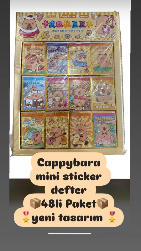 Adet: 12,5₺ / CappyBara Mini Sticker Defter /paket 48li