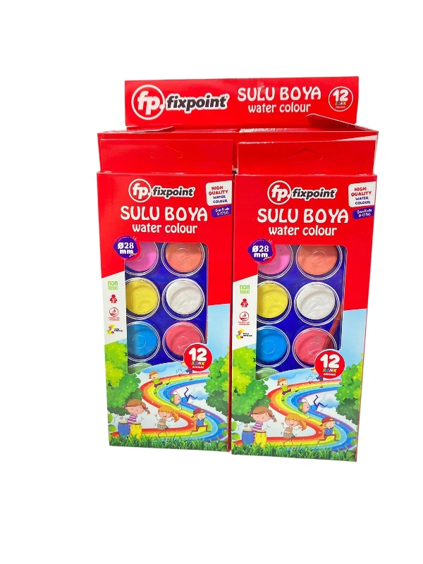 P- 1756 12 RENK BÜYÜK SULU BOYA FİXPOİNT   / 12Lİ STANT