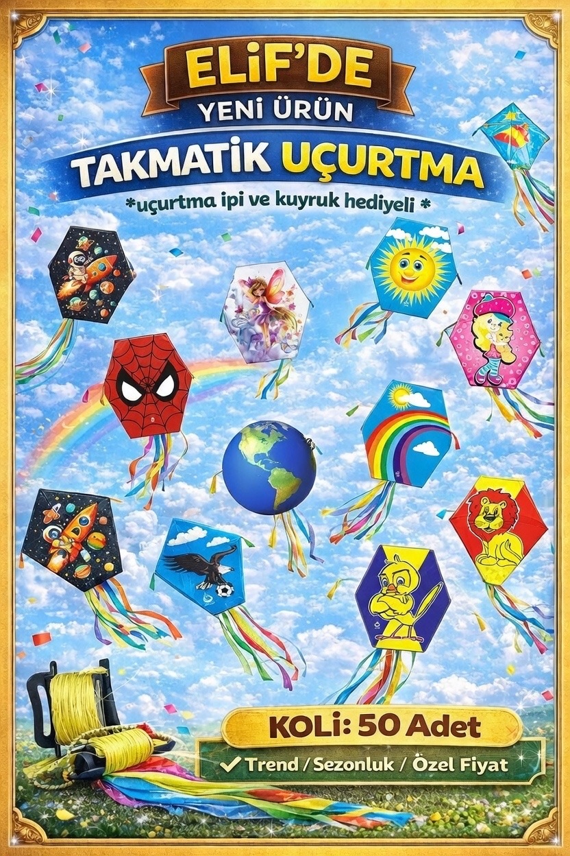 UÇURTMA TAKMATiK ip ve kuyruk dahil/ 50li paket