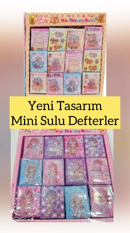 Adet: 17,50 ₺/ Mini Sulu Sticker Defter / 48li Paket