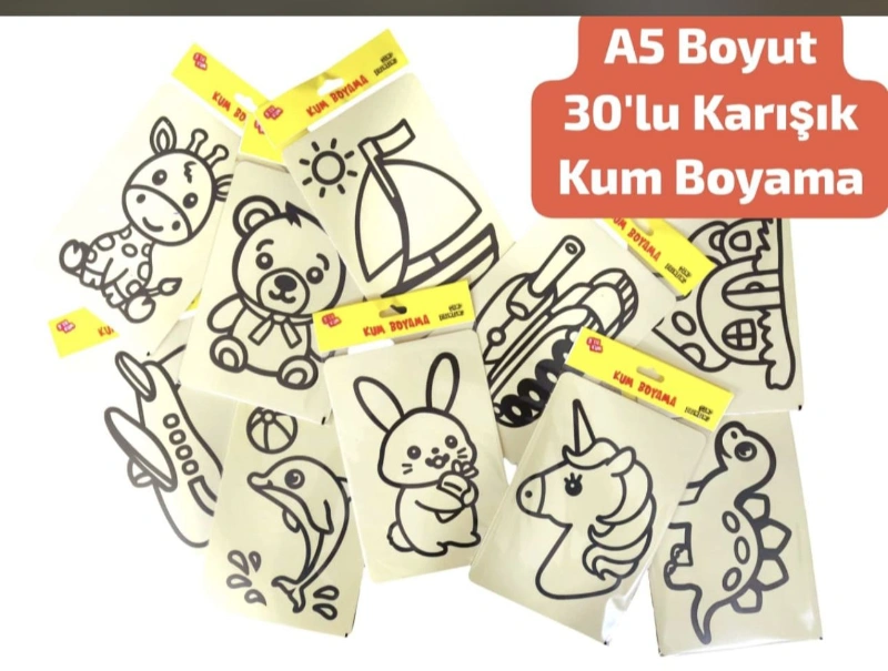 Adet: 9,5₺  / A5 Ebat Kum Boyama / paket 30lu