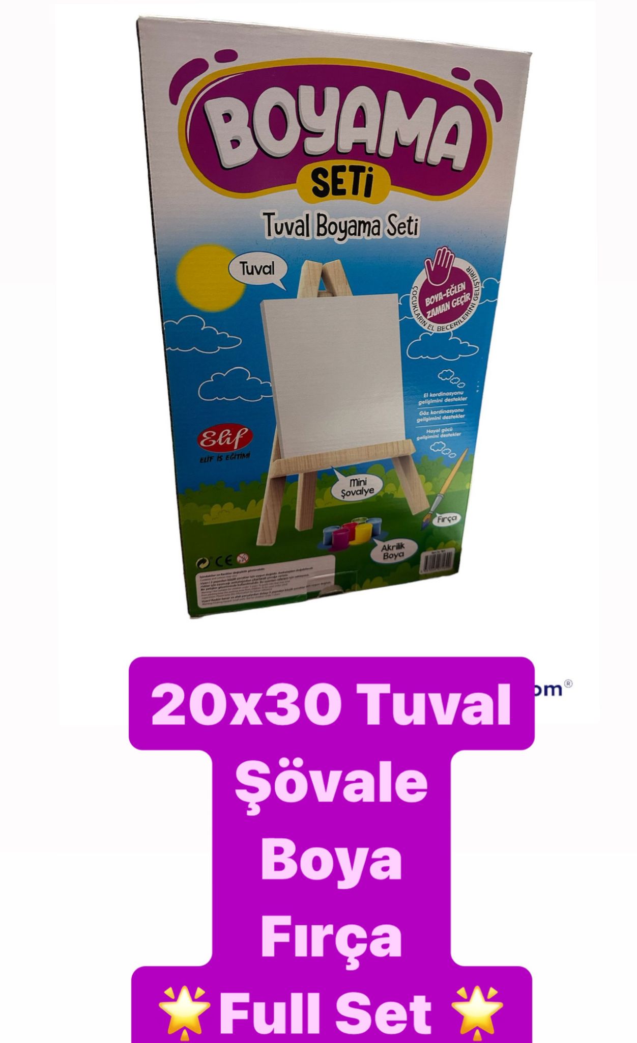 TUVAL BOYAMA SETİ "tuval+şövale+boya+fırça"
