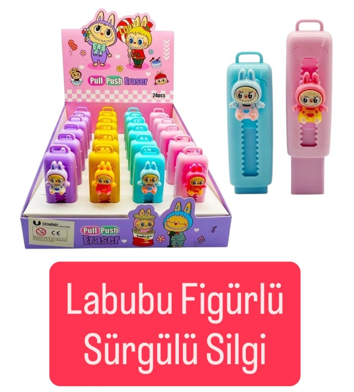 LABUBU FİGÜRLÜ SÜRGÜLÜ  SİLGİ / 36LI STANT