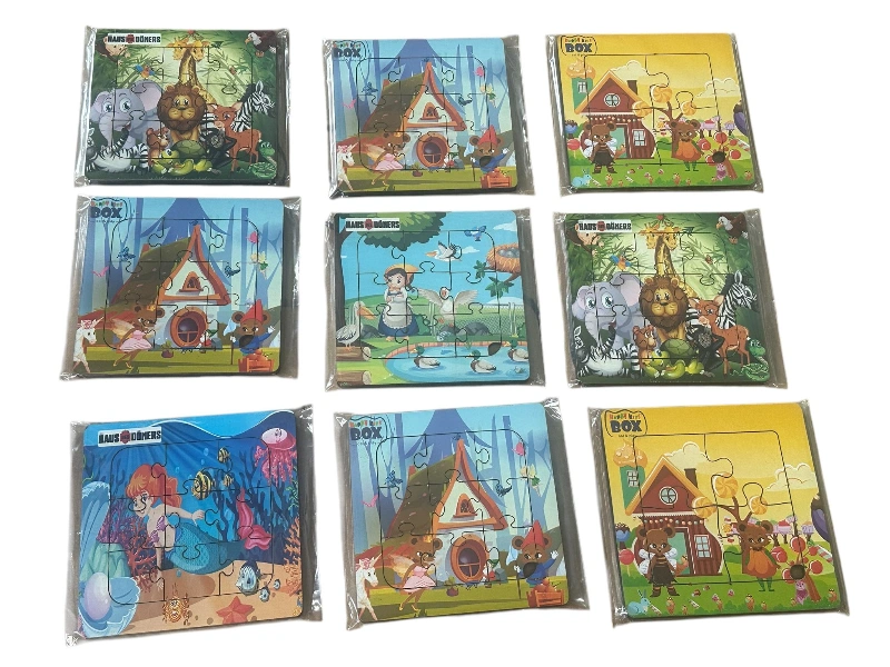 12x12cm Ahşap Puzzle / 24lü Paket