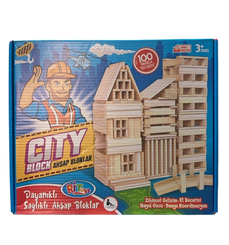 City Block Ahşap Bloklar  100 Parça