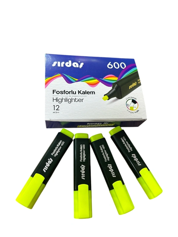 Fosforlu Kalem Sarı / Kaliteli / 12li Paket