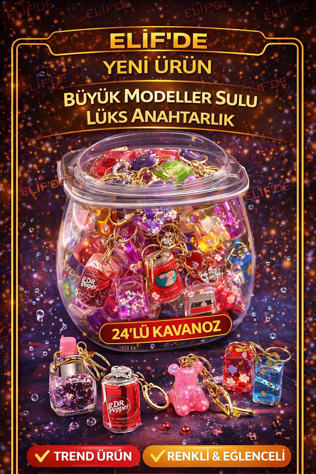 SULU ANAHTARLIK /ÇANTAYA TAKILAN/ 24lü Kavanoz