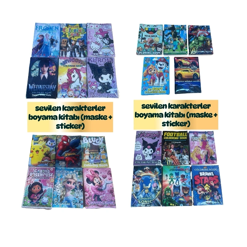 Karakterli Maske Sticker Boyama / 20li Tek MODEL