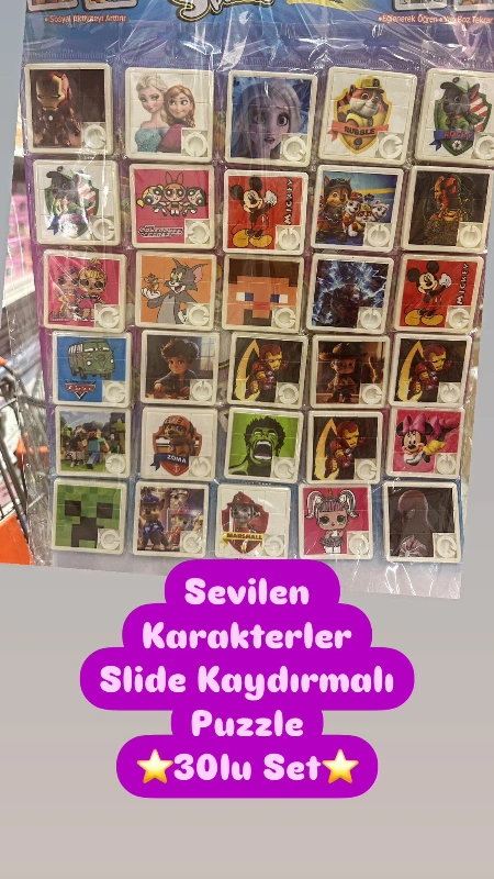 Sevilen Karakterler Slide Kaydırmalı Puzzle / 30lu Paket